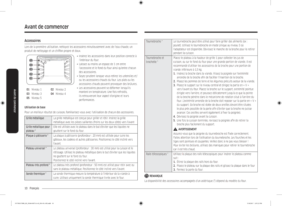 Samsung NV70K3370BS/EG, NV70K3370BS/EF, NV70M3372BS/EF, NV70K3370BB/EF, NV70M3372BB/EF manual Accessoires 