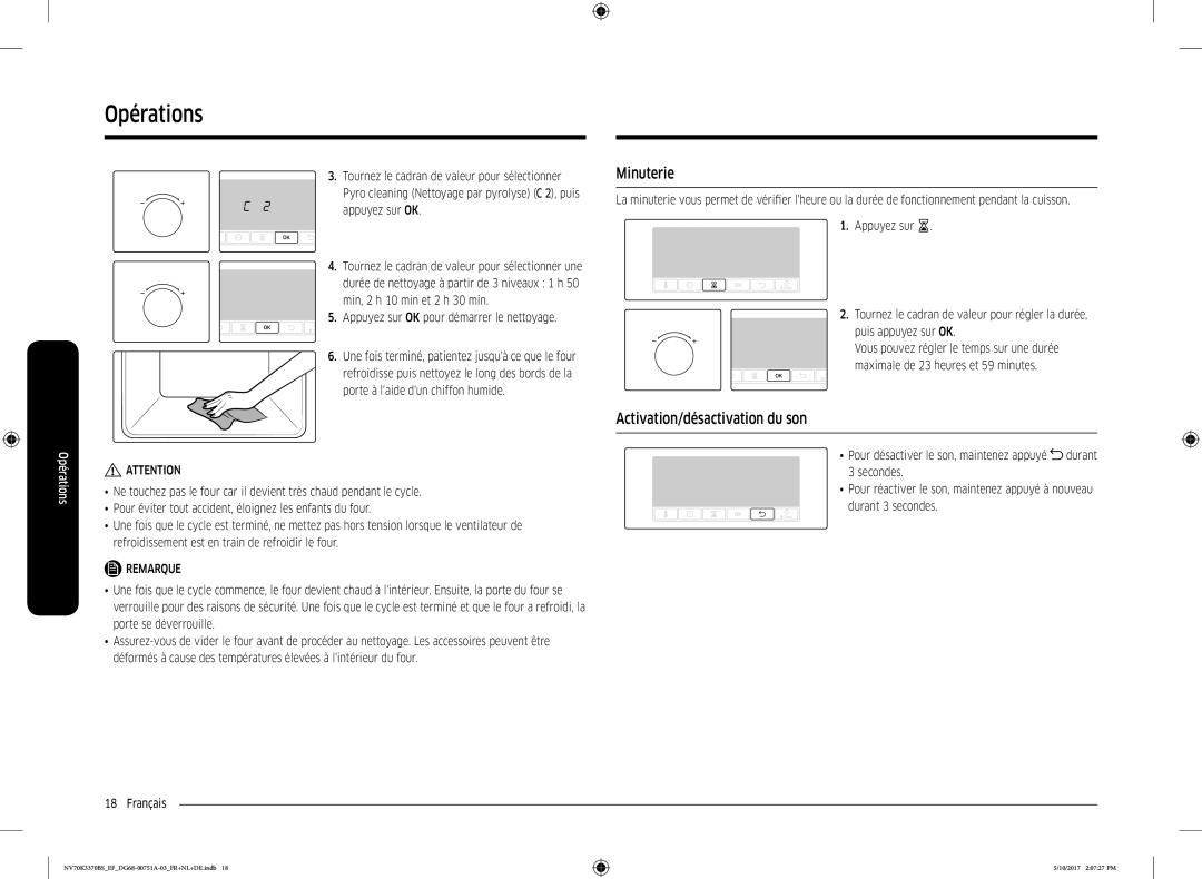 Samsung NV70K3370BB/EF, NV70K3370BS/EG, NV70K3370BS/EF, NV70M3372BS/EF manual Minuterie, Activation/désactivation du son 