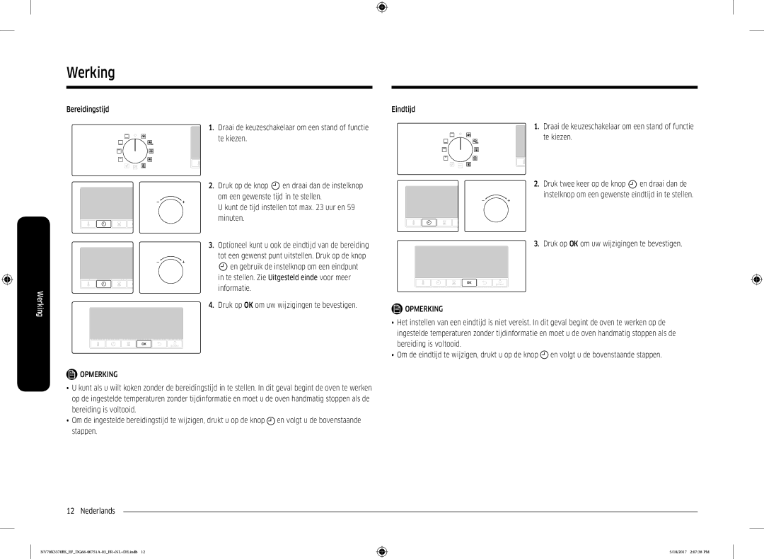 Samsung NV70M3372BB/EF, NV70K3370BS/EG, NV70K3370BS/EF, NV70M3372BS/EF, NV70K3370BB/EF manual Bereidingstijd 