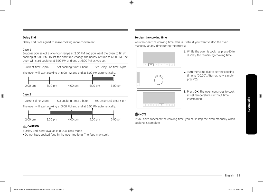 Samsung NV70K3370BS/OL manual Operations 