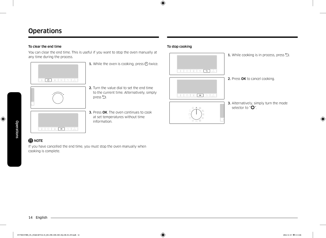 Samsung NV70K3370BS/OL manual Operations 