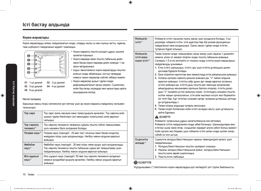 Samsung NV70K3370BS/WT, NV70K3370BB/WT manual Керек-жарақтары 