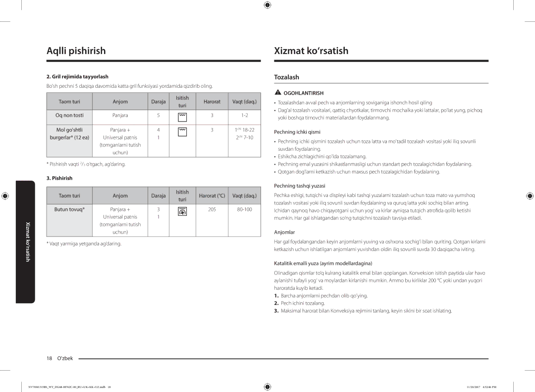 Samsung NV70M1315BS/WT manual Xizmat ko‘rsatish, Tozalash 