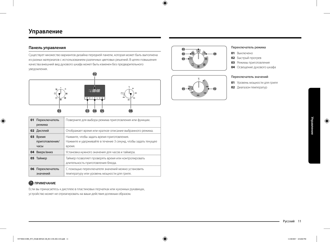 Samsung NV70M1315BS/WT manual Управление, Панель управления 