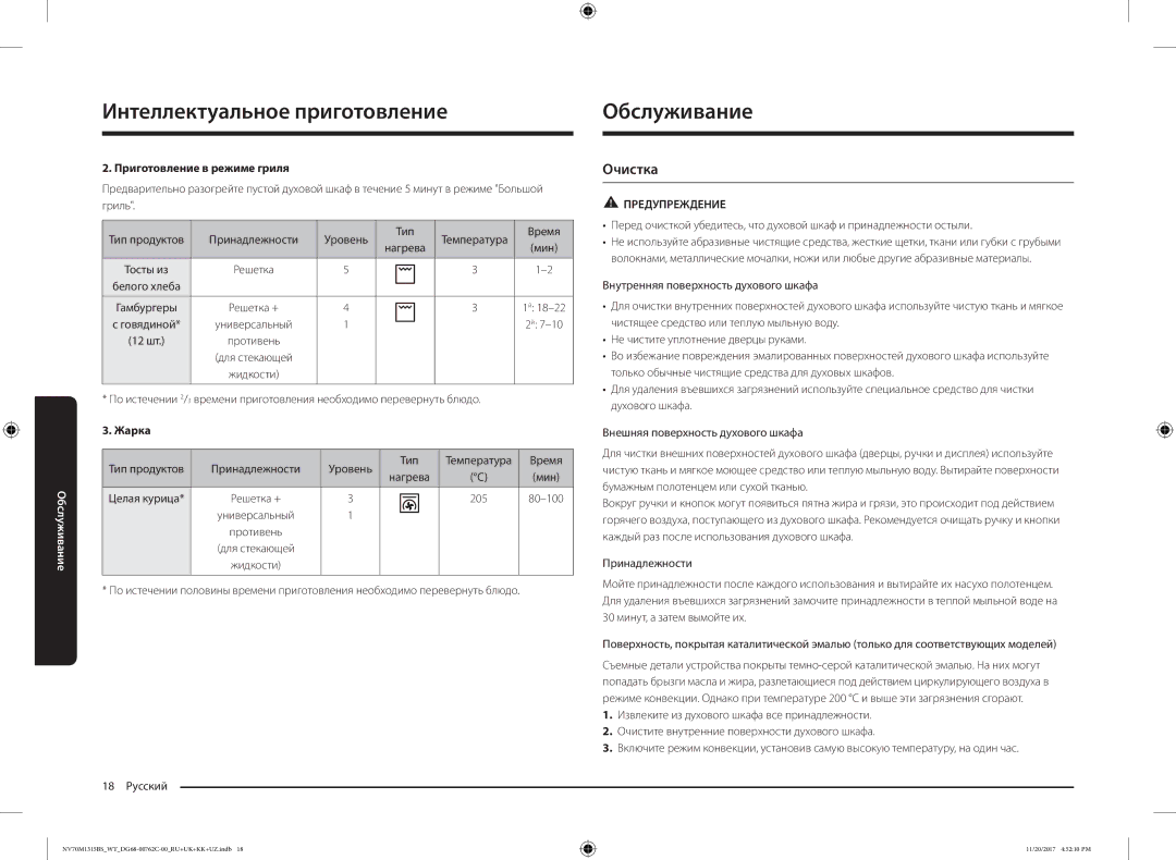 Samsung NV70M1315BS/WT manual Обслуживание, Очистка, Принадлежности Уровень Тип, Целая курица, 205 