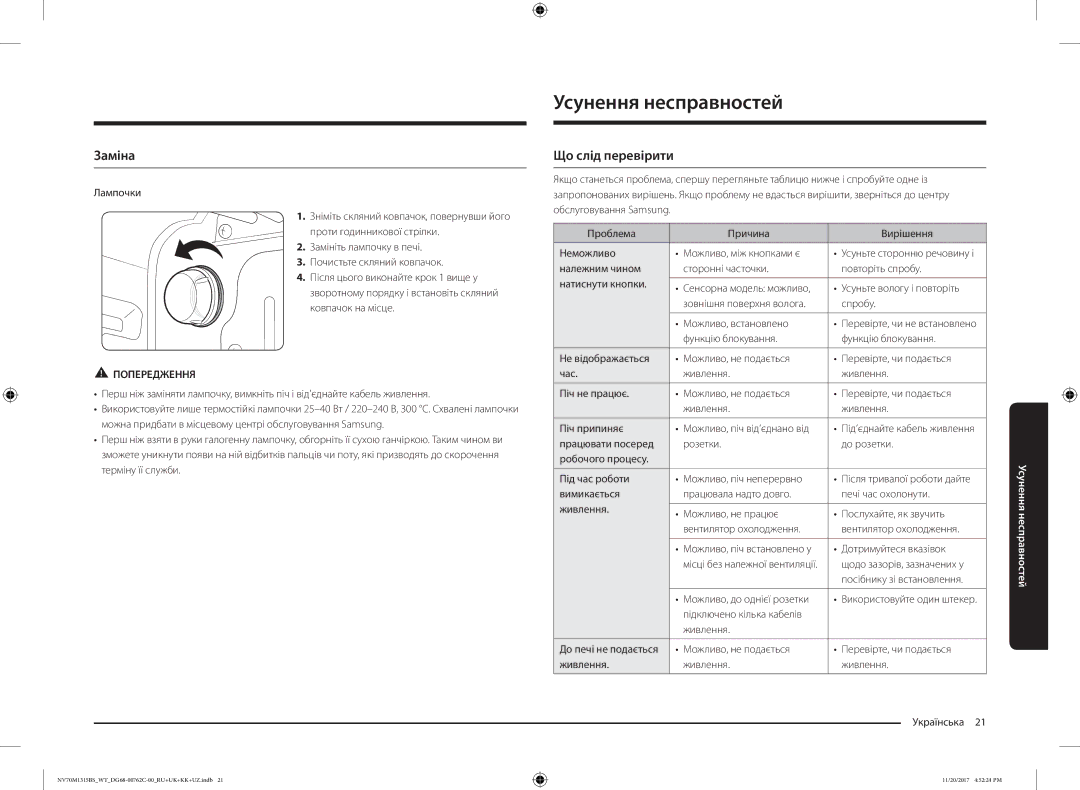 Samsung NV70M1315BS/WT manual Усунення несправностей, Заміна, Що слід перевірити 