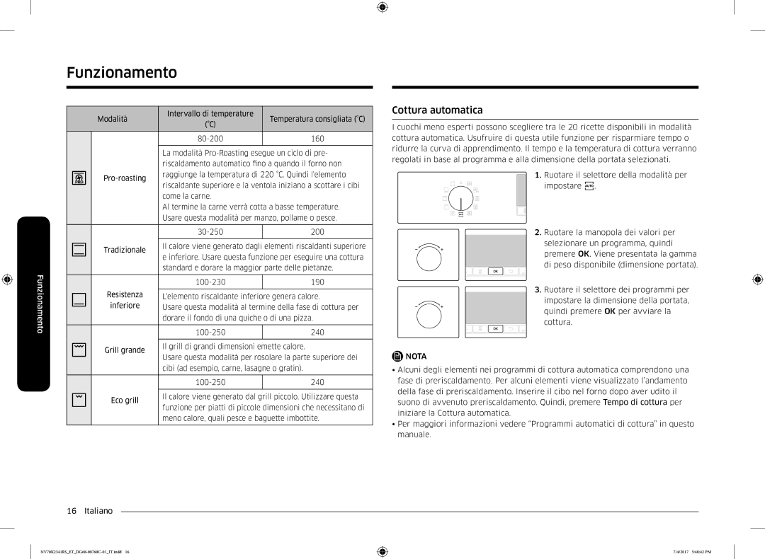 Samsung NV70M2341RS/ET manual Cottura automatica 