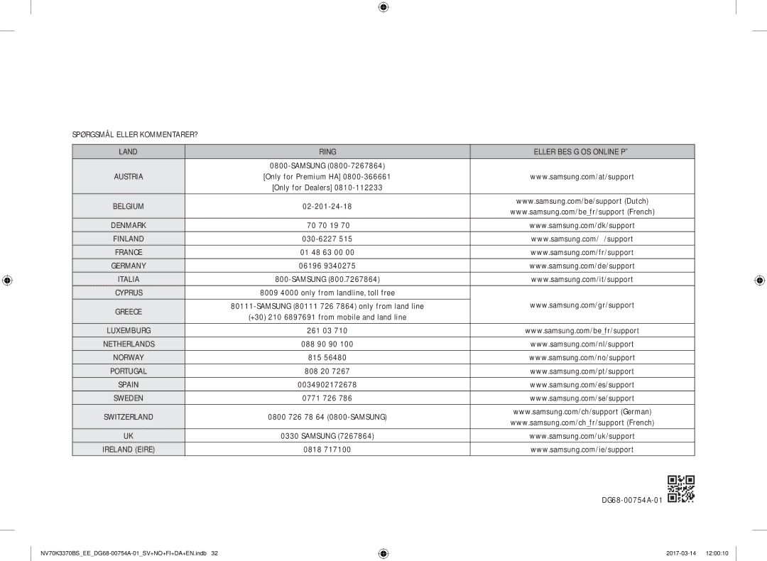 Samsung NV70K3370BS/EE, NV70M3373BS/EE, NV70K3370RS/EE, NV70M3372BS/EE, NV70M3372RS/EE manual Belgium 