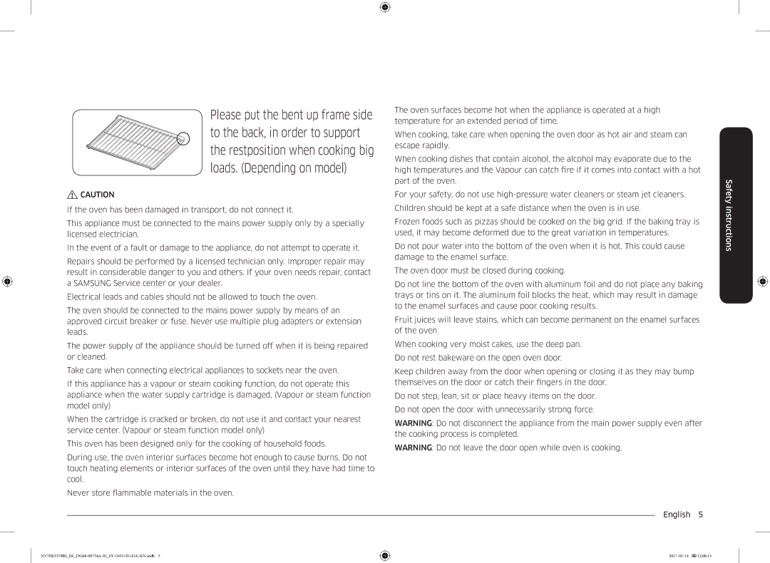 Samsung NV70K3370BS/EE, NV70M3373BS/EE, NV70K3370RS/EE, NV70M3372BS/EE, NV70M3372RS/EE manual Safety instructions 