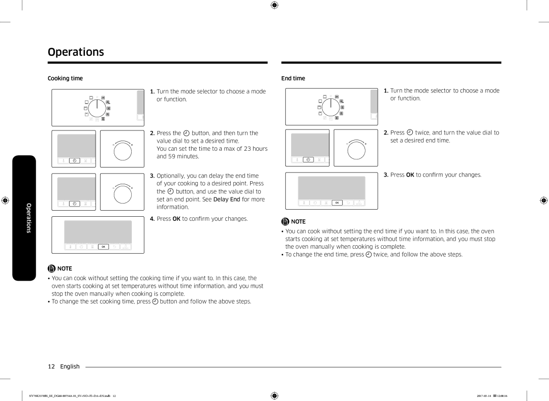 Samsung NV70M3373BS/EE, NV70K3370RS/EE, NV70M3372BS/EE, NV70K3370BS/EE, NV70M3372RS/EE manual Operations 