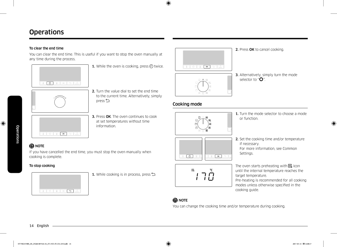 Samsung NV70M3372BS/EE, NV70M3373BS/EE, NV70K3370RS/EE, NV70K3370BS/EE, NV70M3372RS/EE manual Cooking mode 