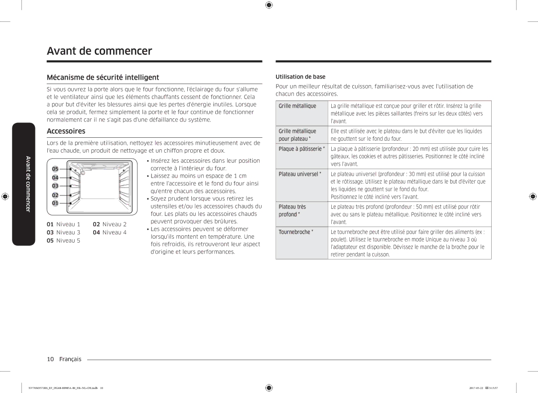 Samsung NV70M3571RS/EF manual Mécanisme de sécurité intelligent, Accessoires 