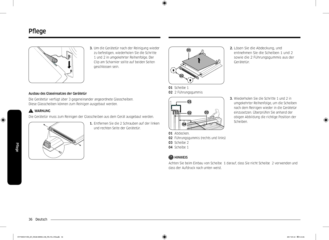 Samsung NV70M3571RS/EF manual Pfleg 