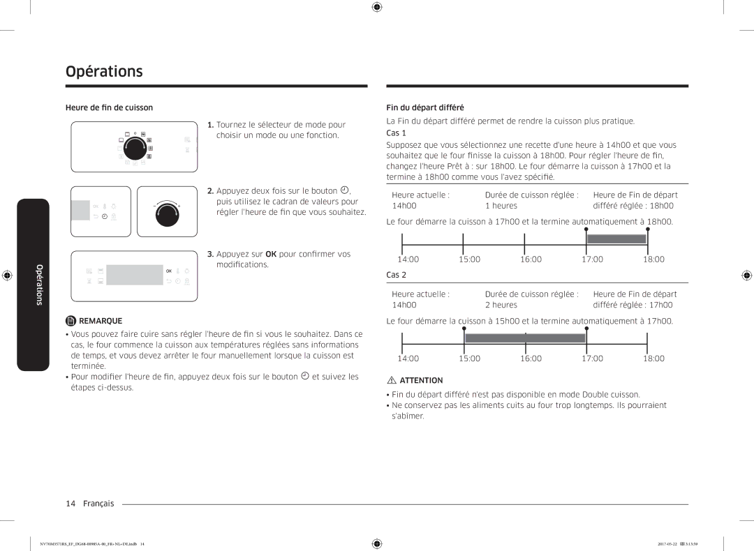 Samsung NV70M3571RS/EF manual Opérations 