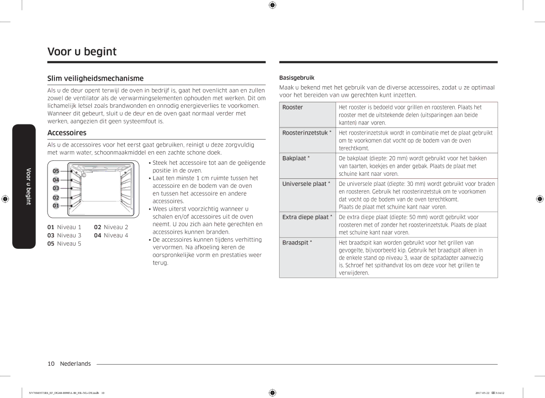 Samsung NV70M3571RS/EF manual Slim veiligheidsmechanisme, Accessoires 