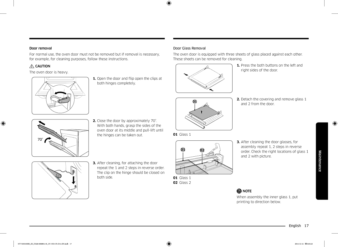 Samsung NV72M1010BS/EE, NV72M1010BS/EG manual Maintenance 