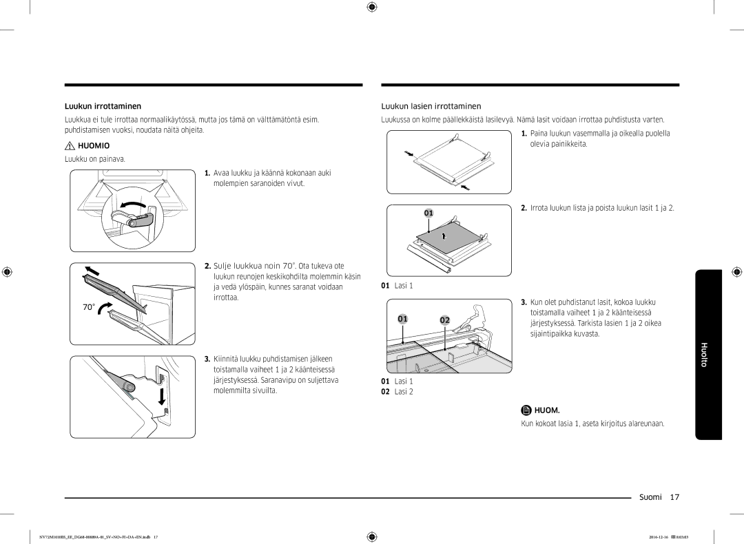 Samsung NV72M1010BS/EE, NV72M1010BS/EG manual Kun kokoat lasia 1, aseta kirjoitus alareunaan 