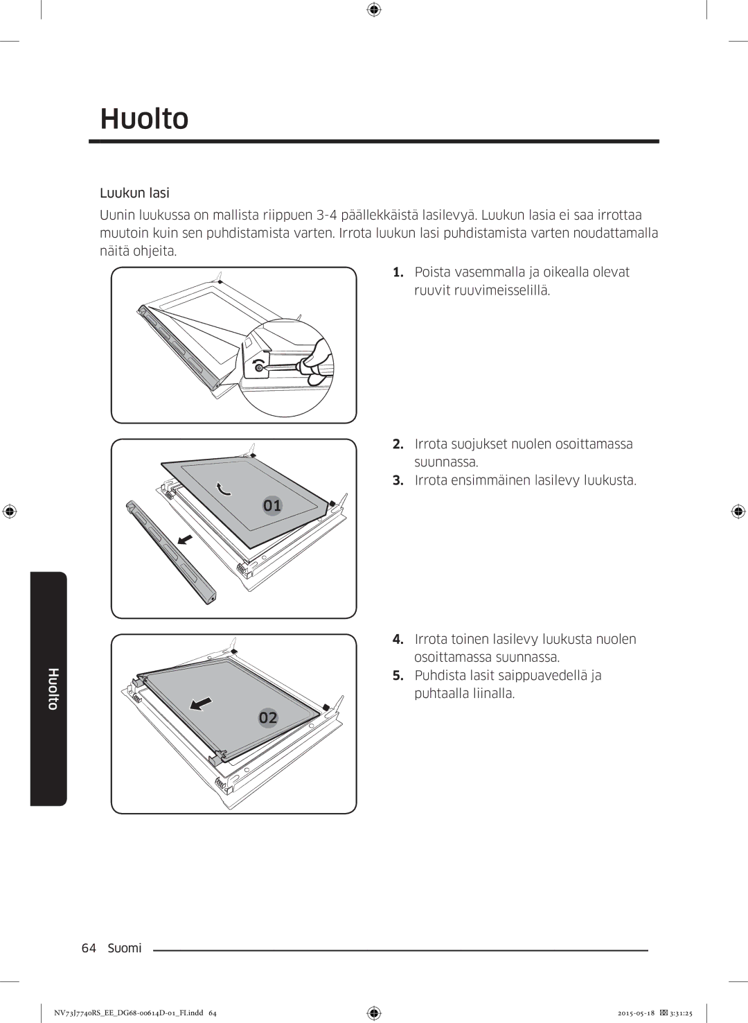 Samsung NV73J7740RS/EE manual Huolto 