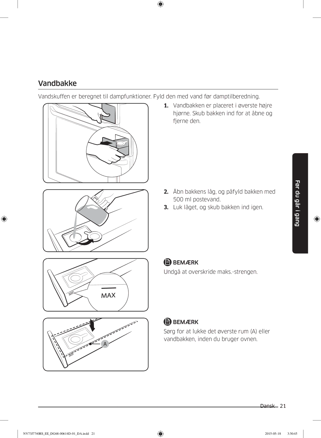 Samsung NV73J7740RS/EE manual Vandbakke 