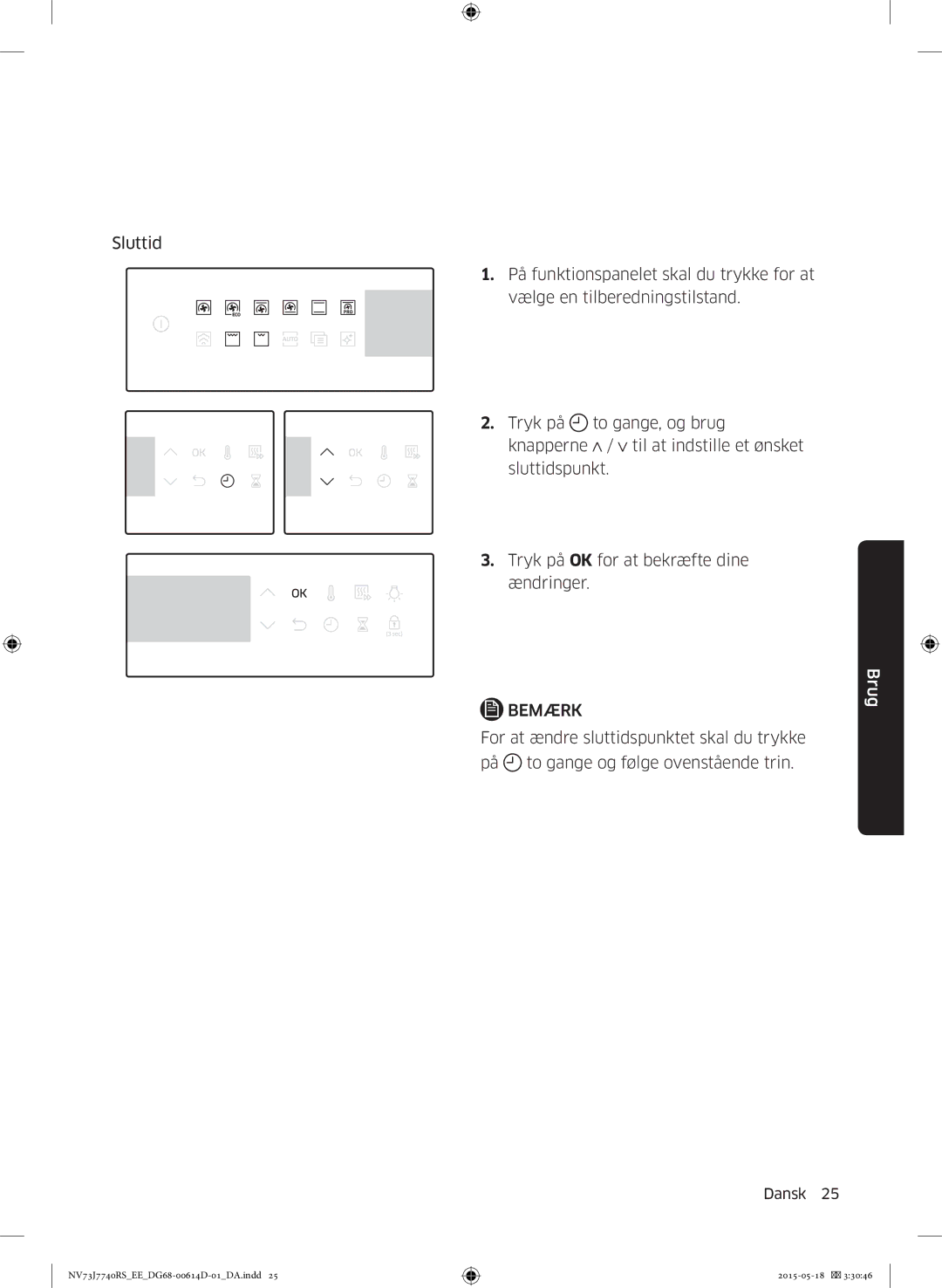 Samsung NV73J7740RS/EE manual Bemærk 