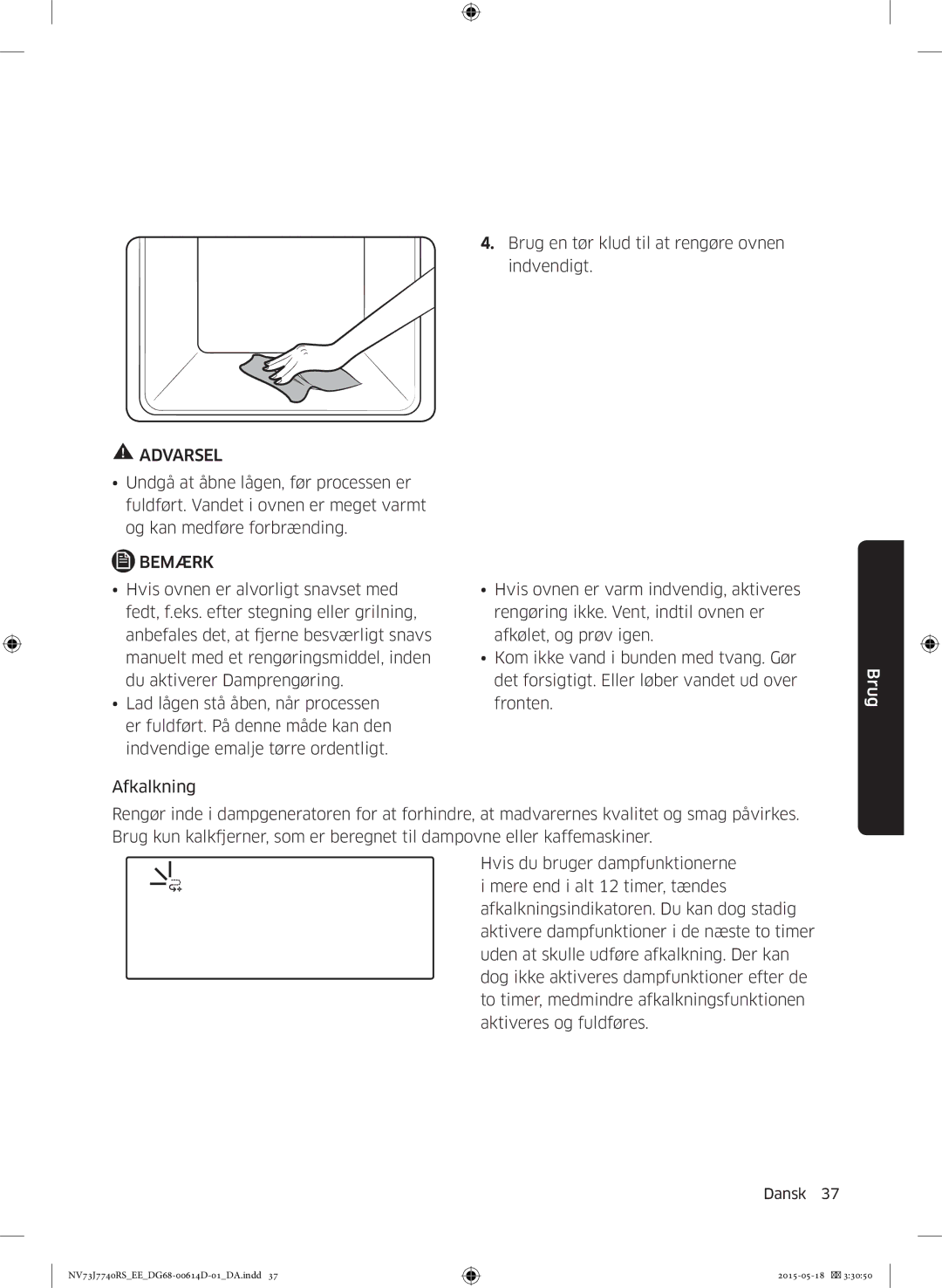 Samsung NV73J7740RS/EE manual Bemærk 