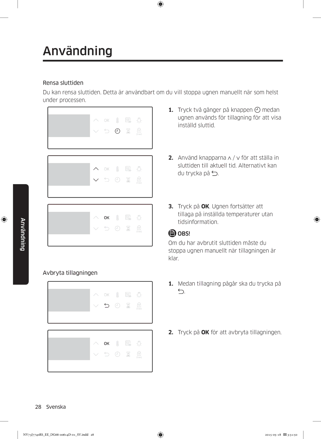 Samsung NV73J7740RS/EE manual Användning 