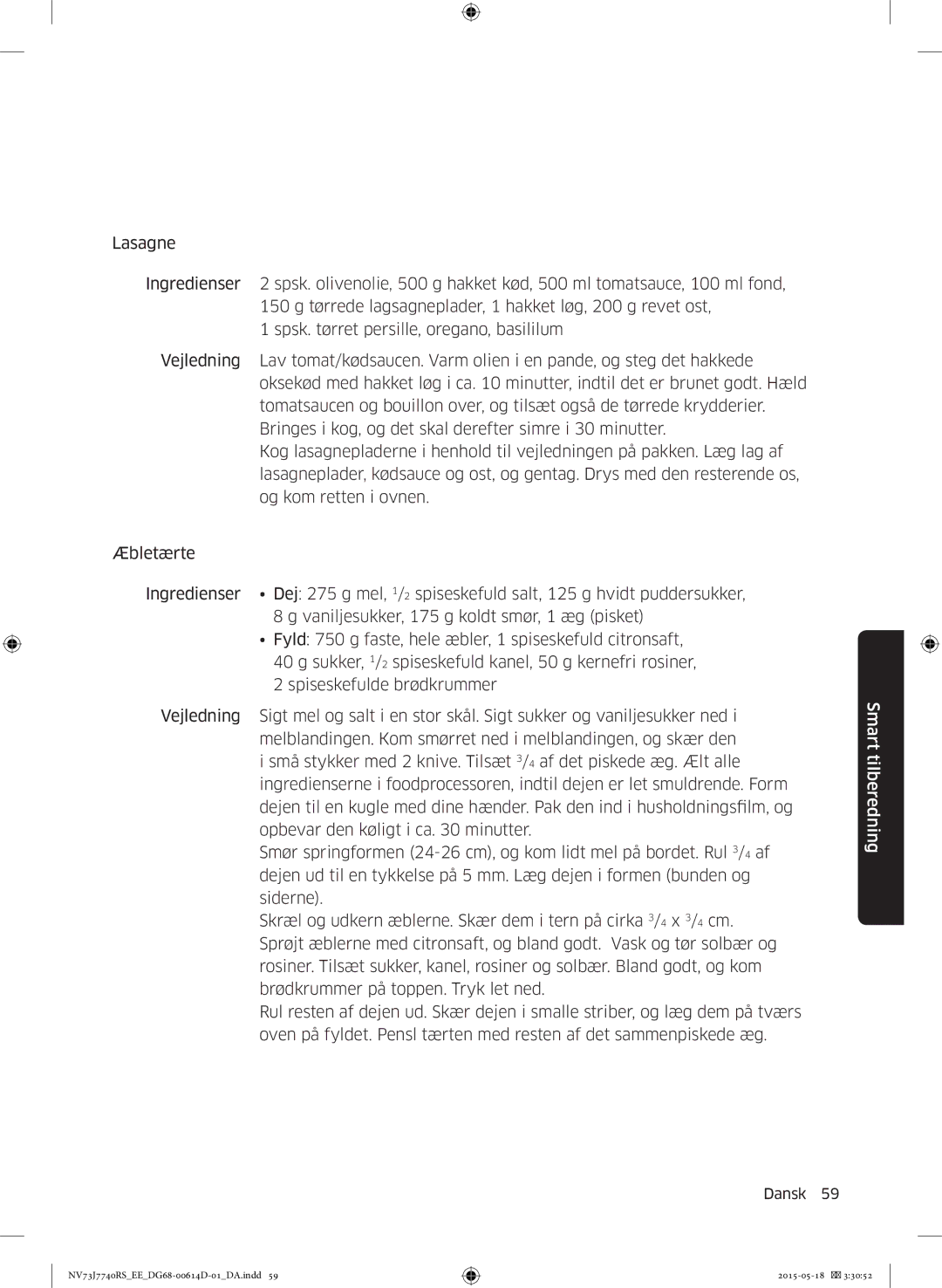 Samsung NV73J7740RS/EE manual Smart tilberedning 