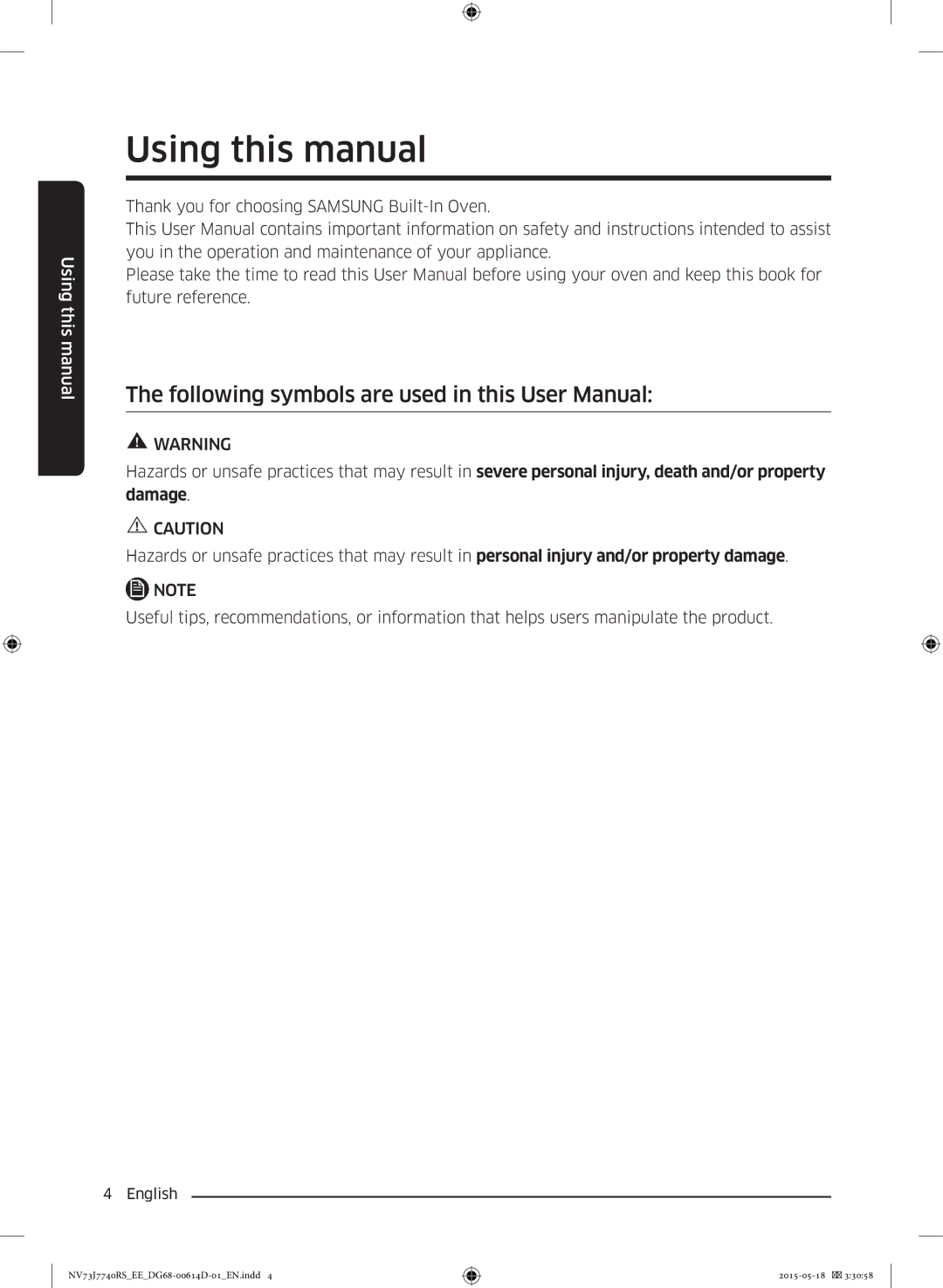 Samsung NV73J7740RS/EE Using this manual 