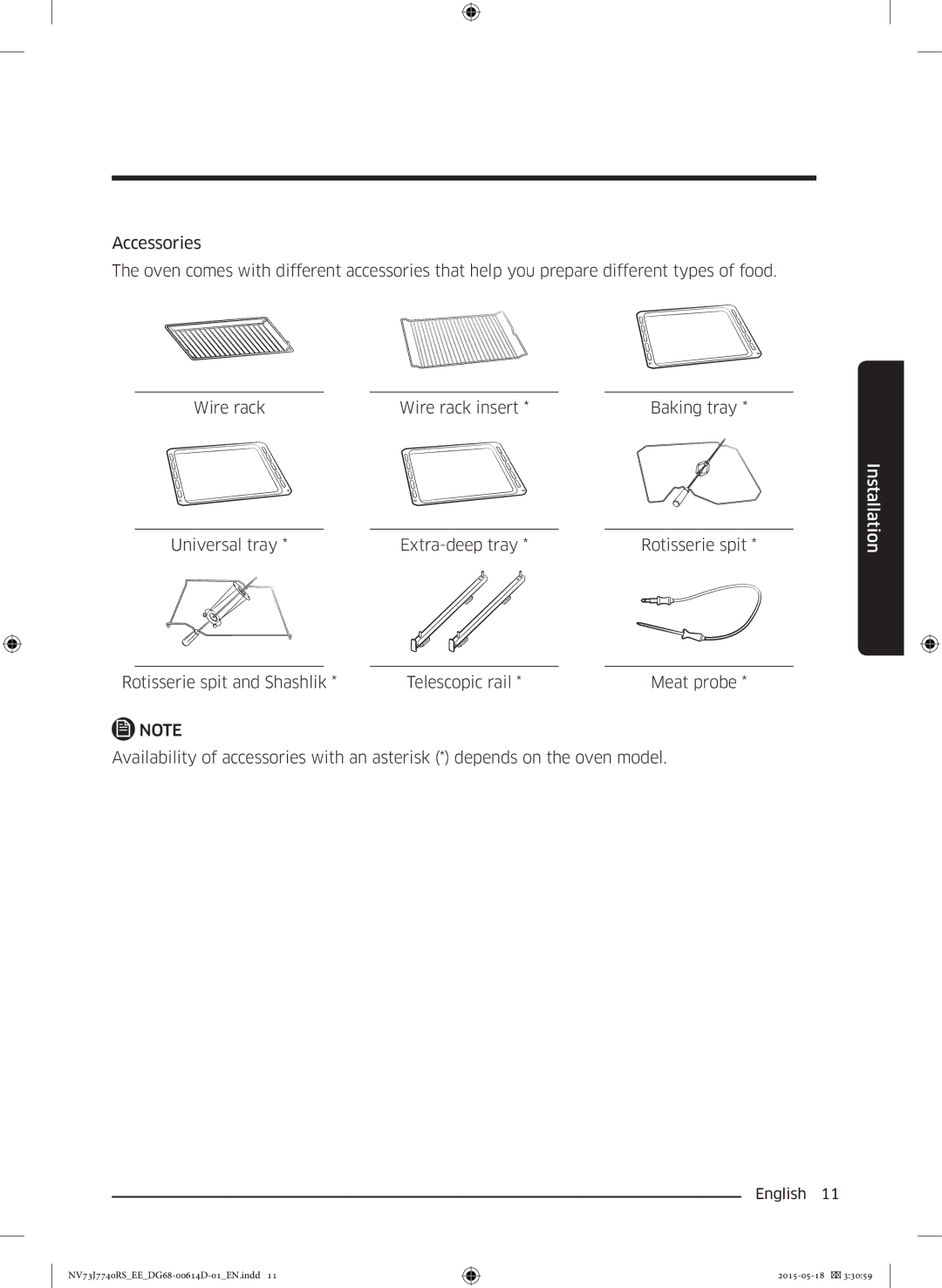 Samsung NV73J7740RS/EE manual Installation 