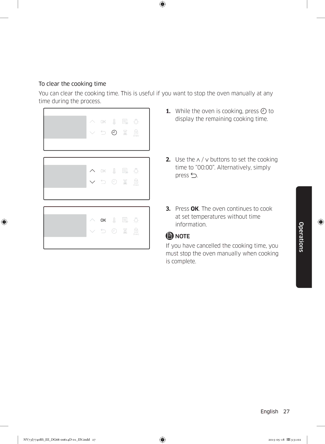 Samsung NV73J7740RS/EE manual Operations 