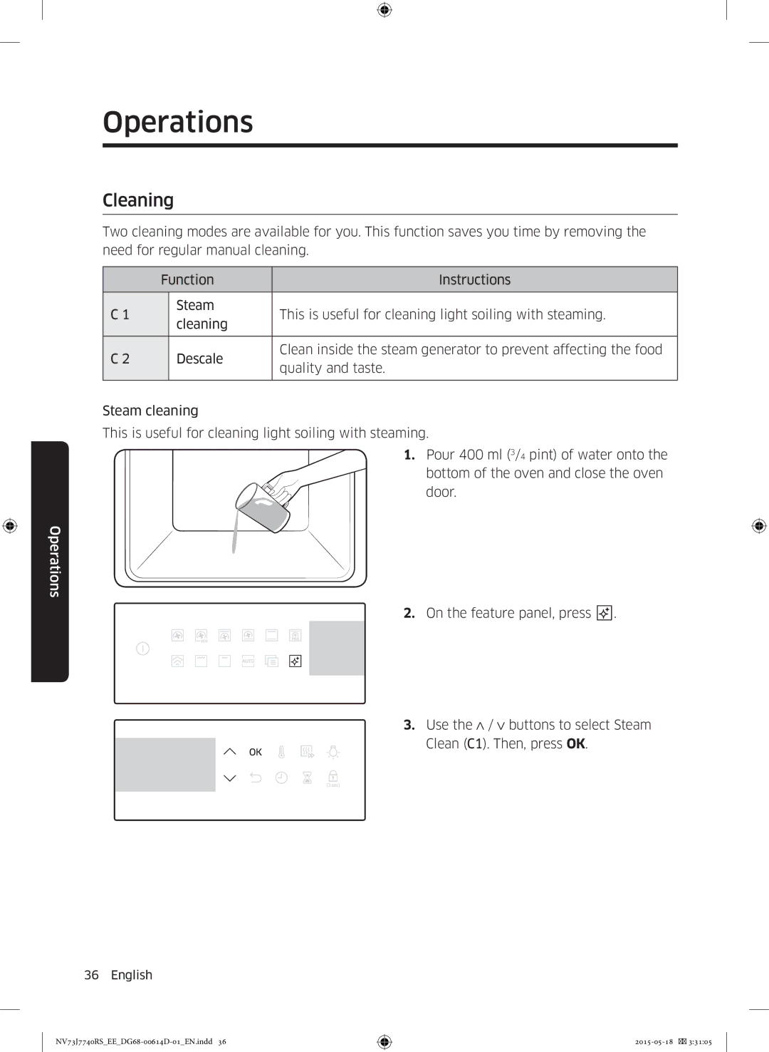 Samsung NV73J7740RS/EE manual Cleaning 