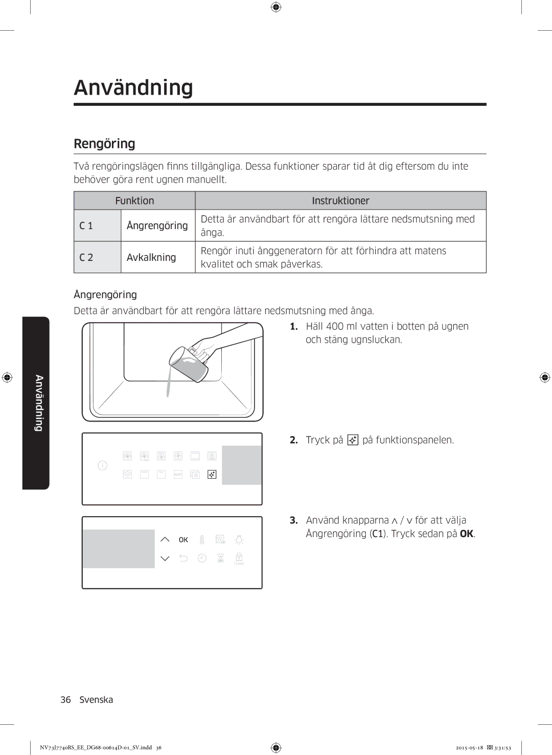 Samsung NV73J7740RS/EE manual Rengöring 