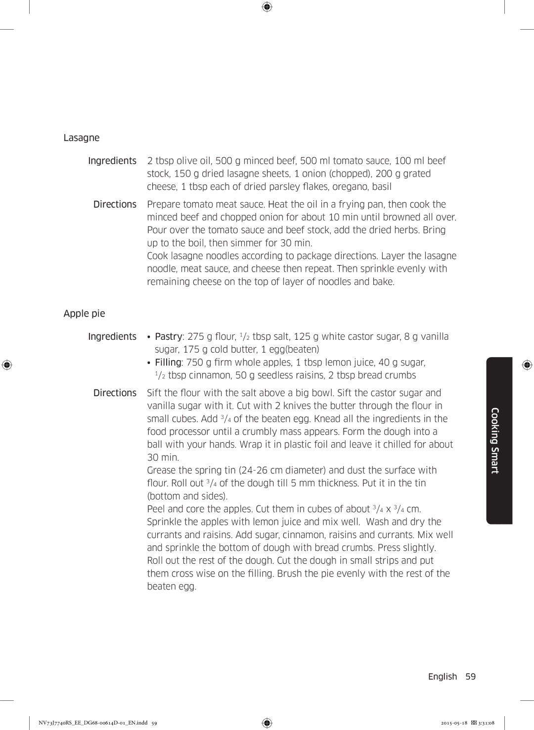 Samsung NV73J7740RS/EE manual Cooking Smart 