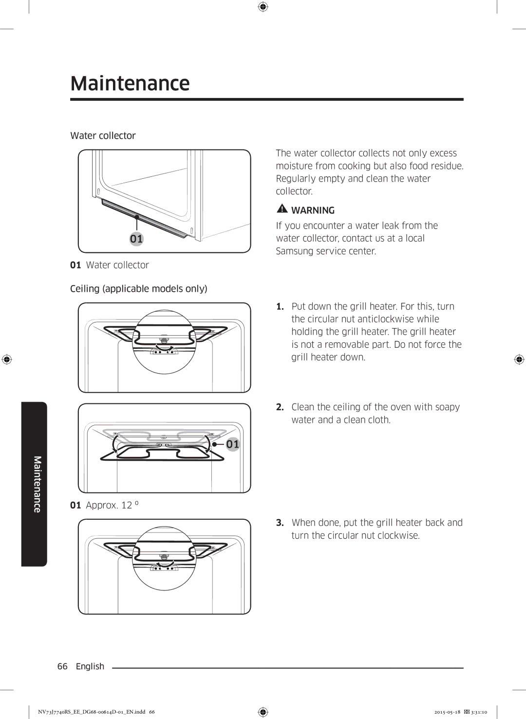 Samsung NV73J7740RS/EE manual Maintenance 