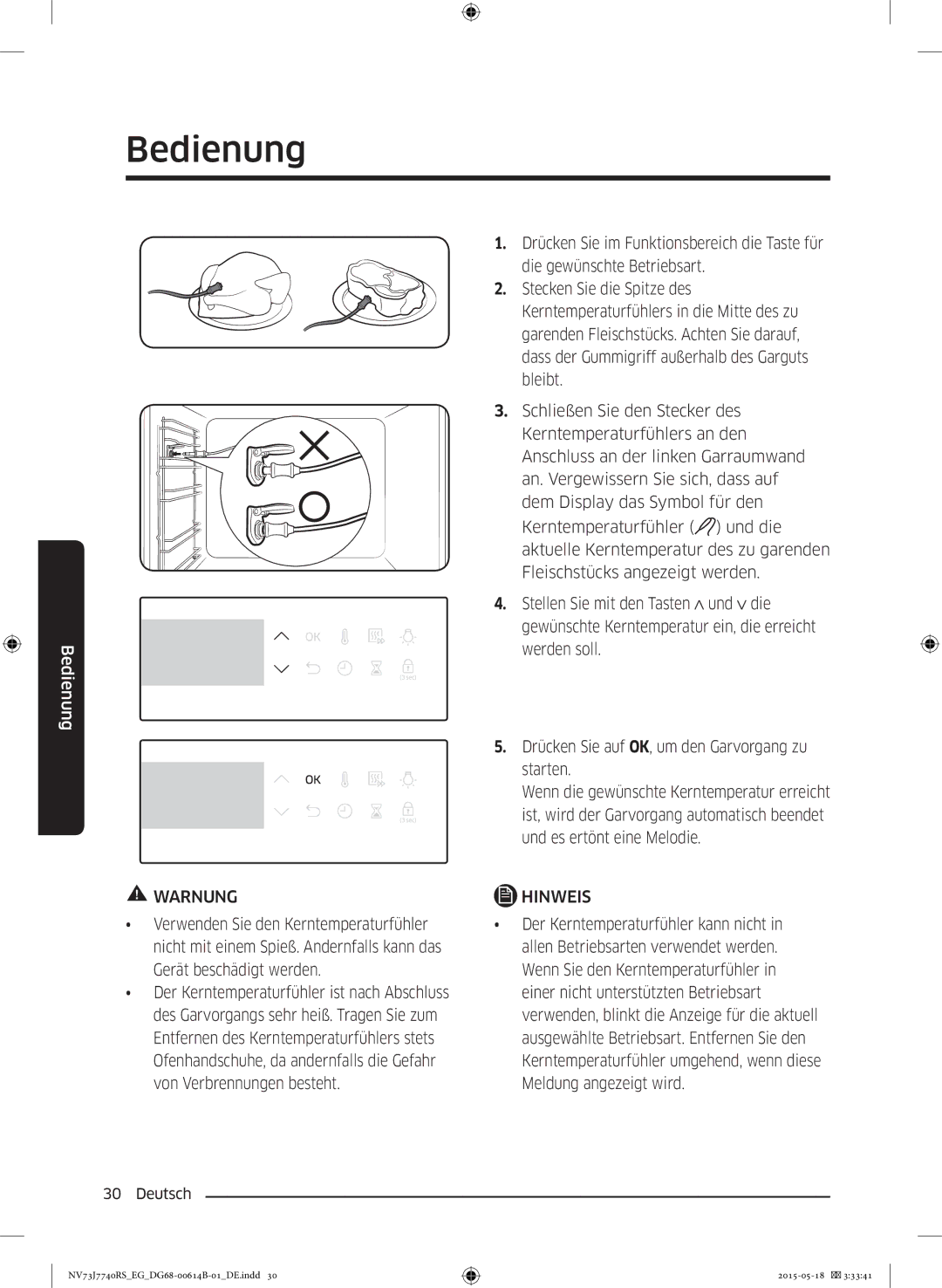 Samsung NV73J7740RS/EG manual Warnung 