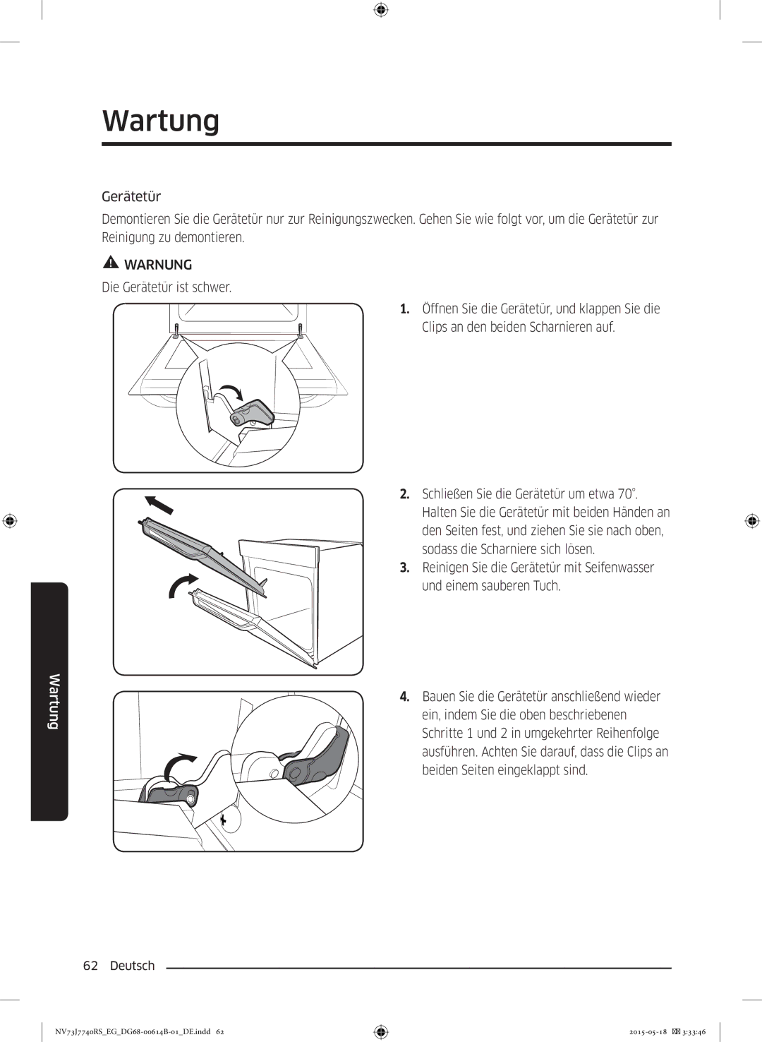 Samsung NV73J7740RS/EG manual Wartung 