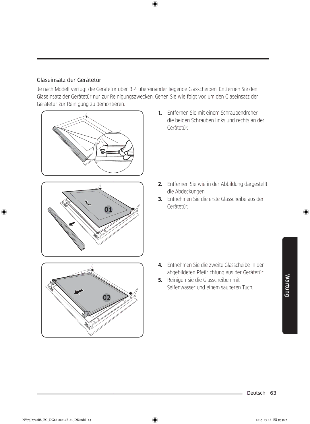 Samsung NV73J7740RS/EG manual Wartung 