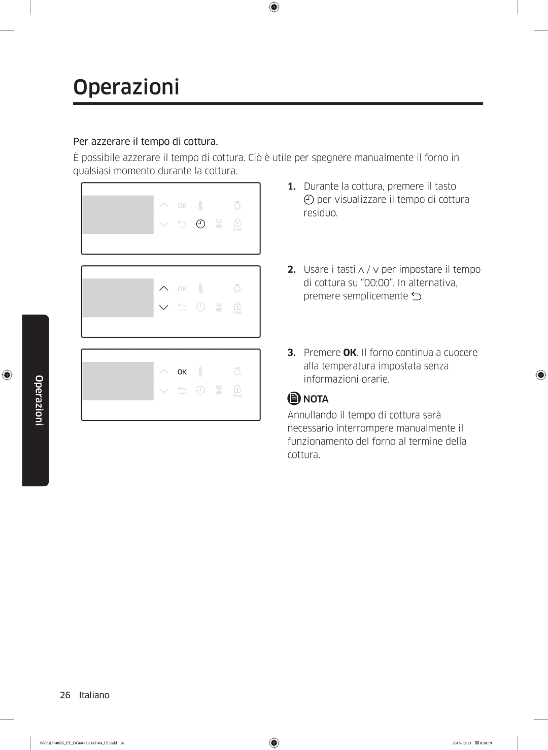 Samsung NV73J7740RS/ET manual Operazioni 