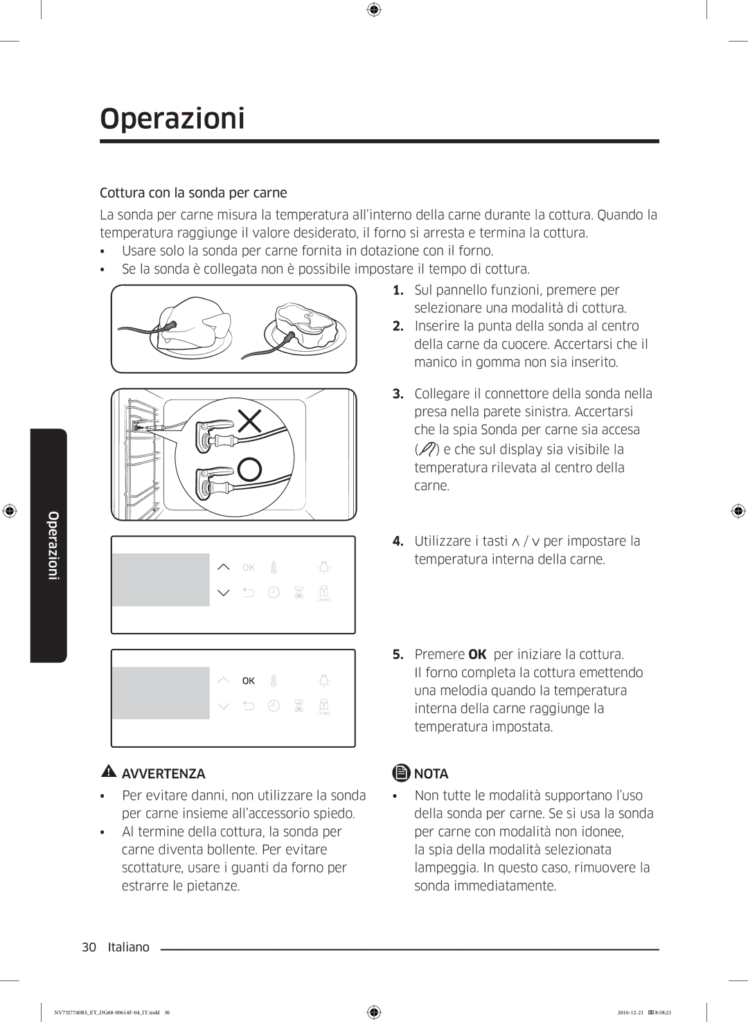 Samsung NV73J7740RS/ET manual Avvertenza Nota 