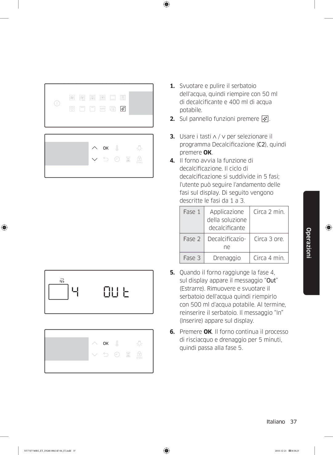 Samsung NV73J7740RS/ET manual Operazioni 