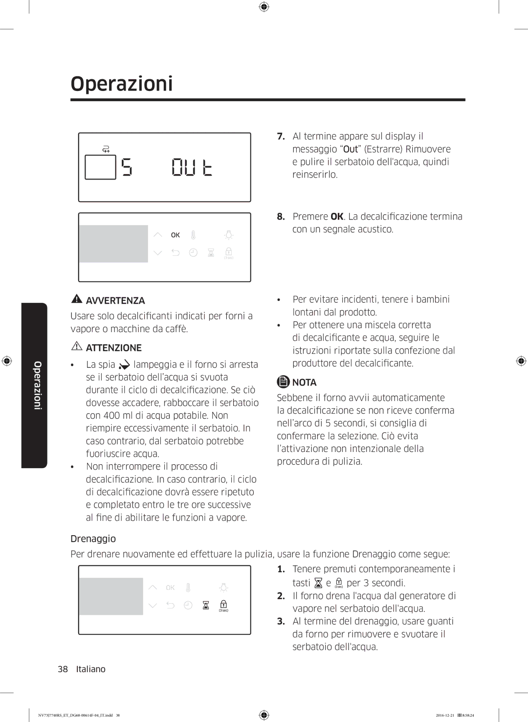 Samsung NV73J7740RS/ET manual Attenzione 