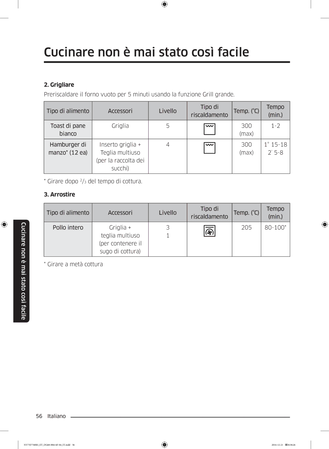 Samsung NV73J7740RS/ET manual Grigliare 