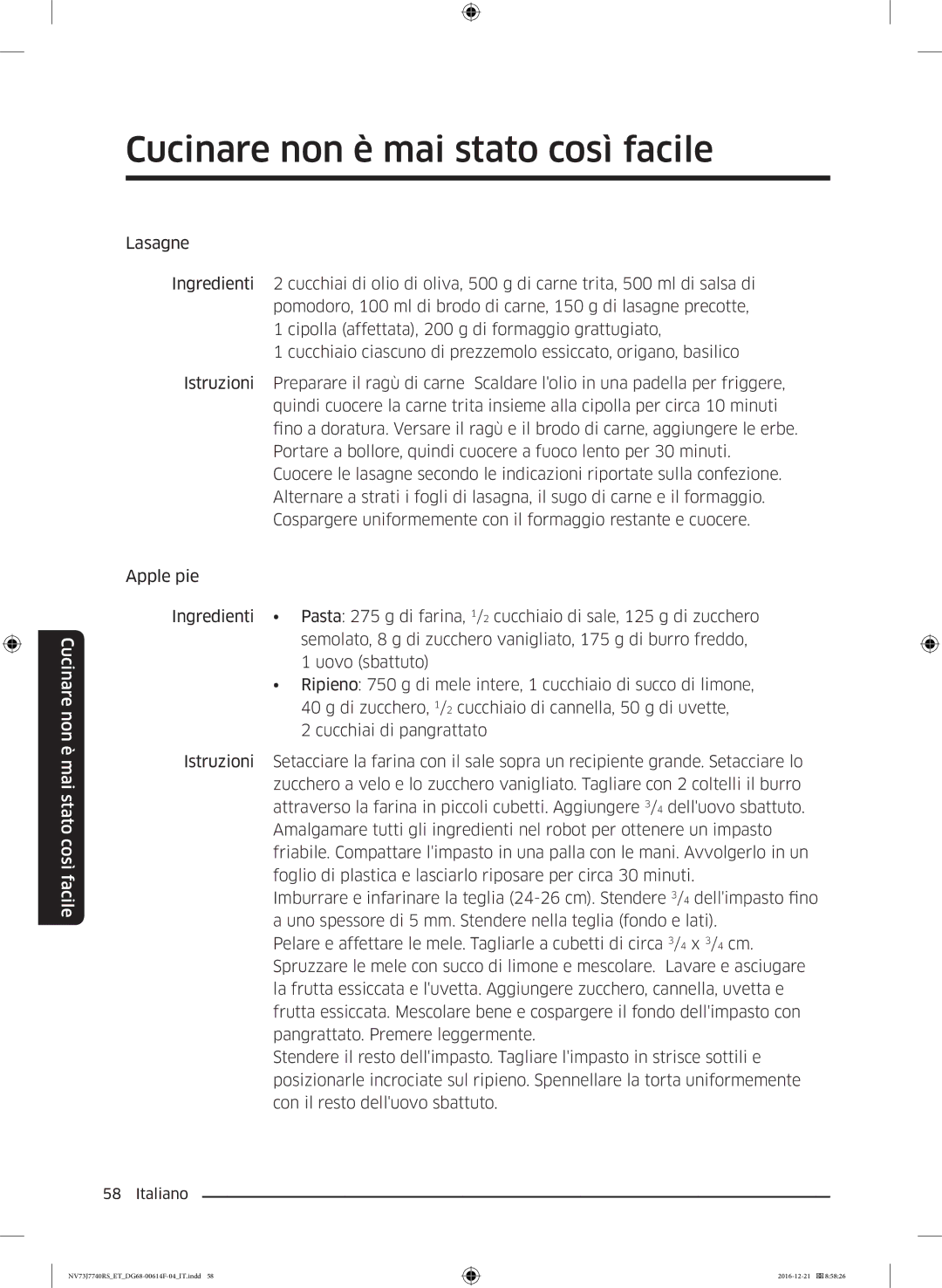 Samsung NV73J7740RS/ET manual Cucinare non è mai stato così facile 