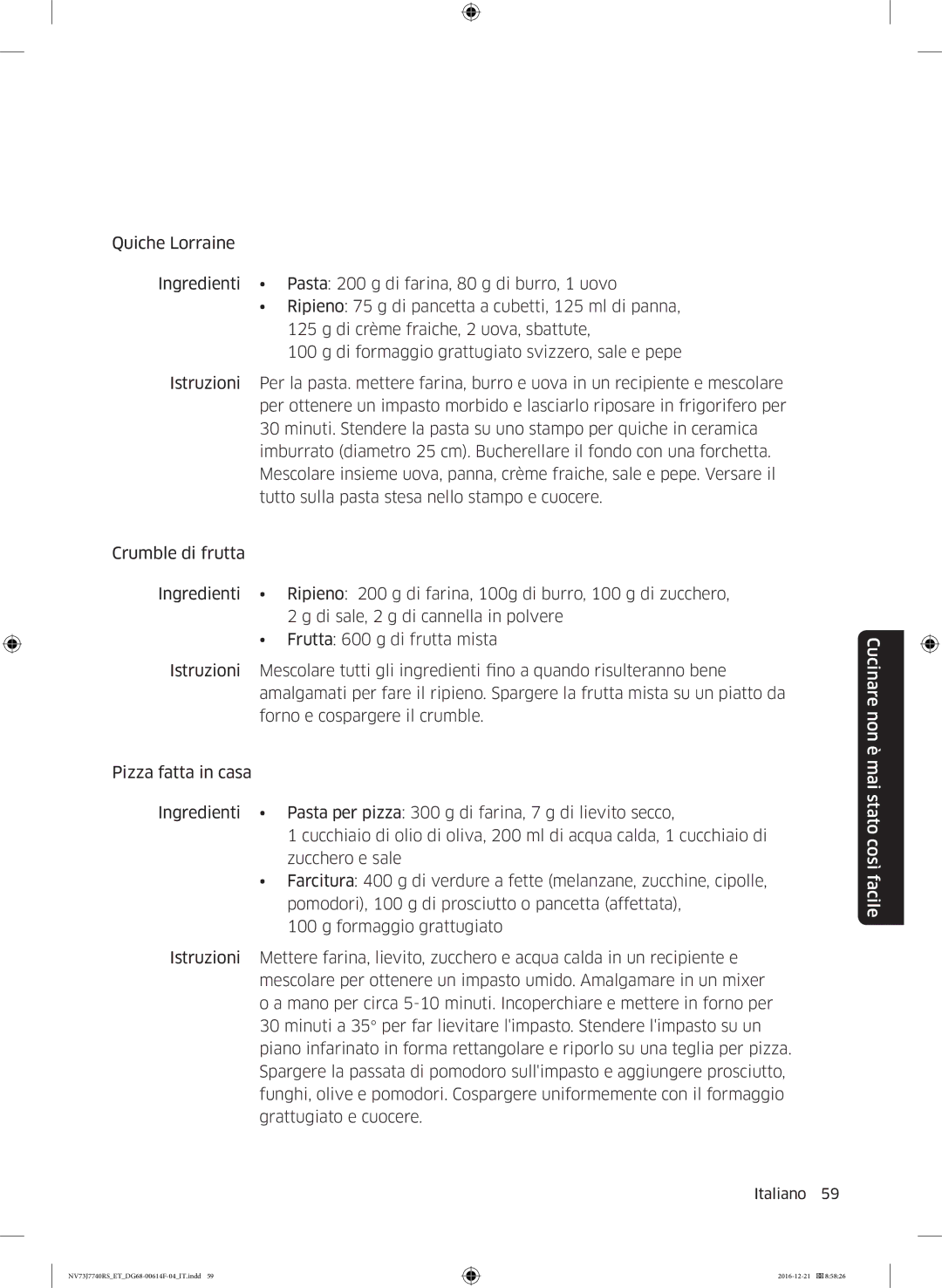 Samsung NV73J7740RS/ET manual Cucinare non è mai stato così facile 