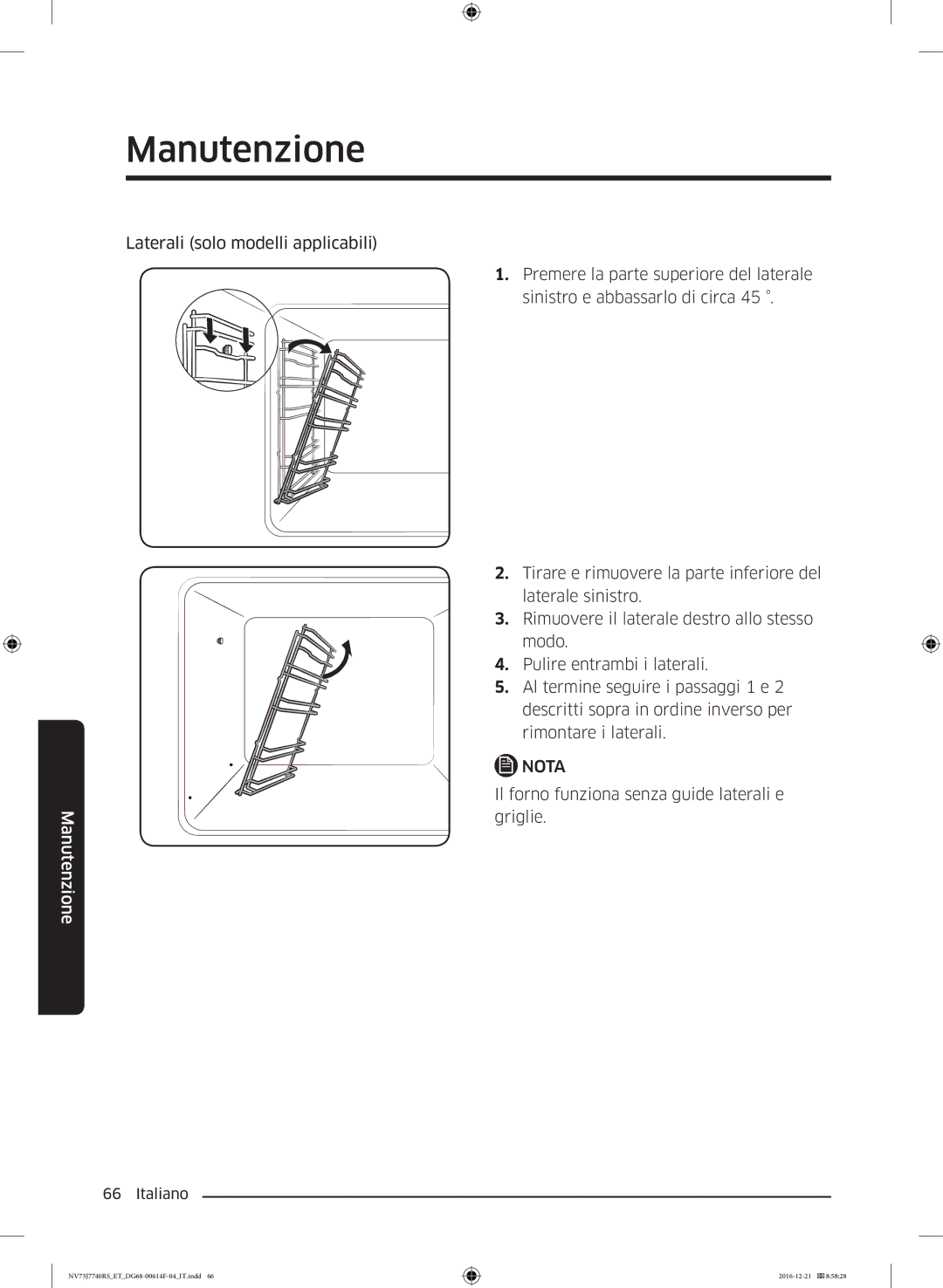 Samsung NV73J7740RS/ET manual Laterali solo modelli applicabili 