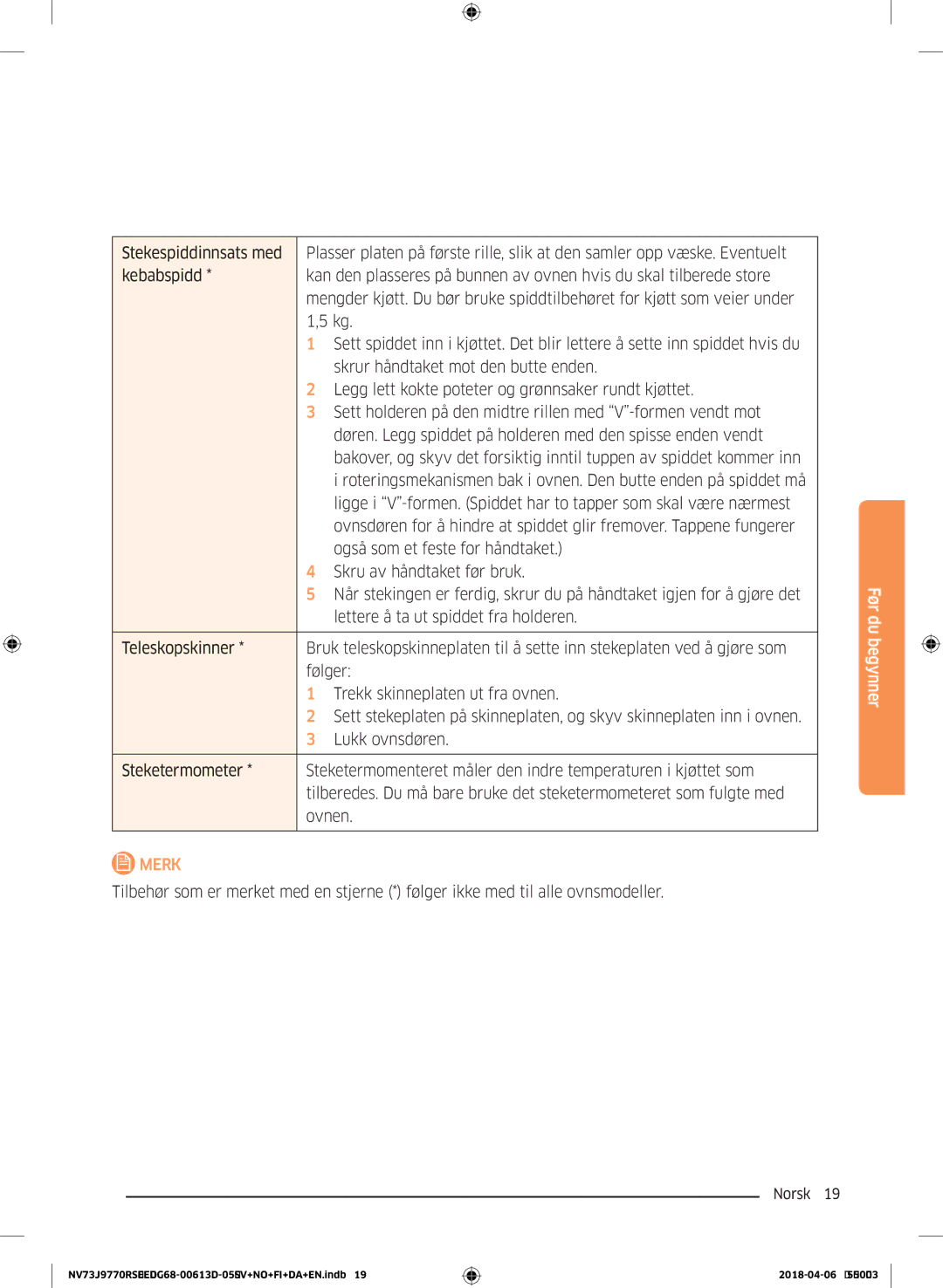 Samsung NV73J9770RS/EE manual Merk 