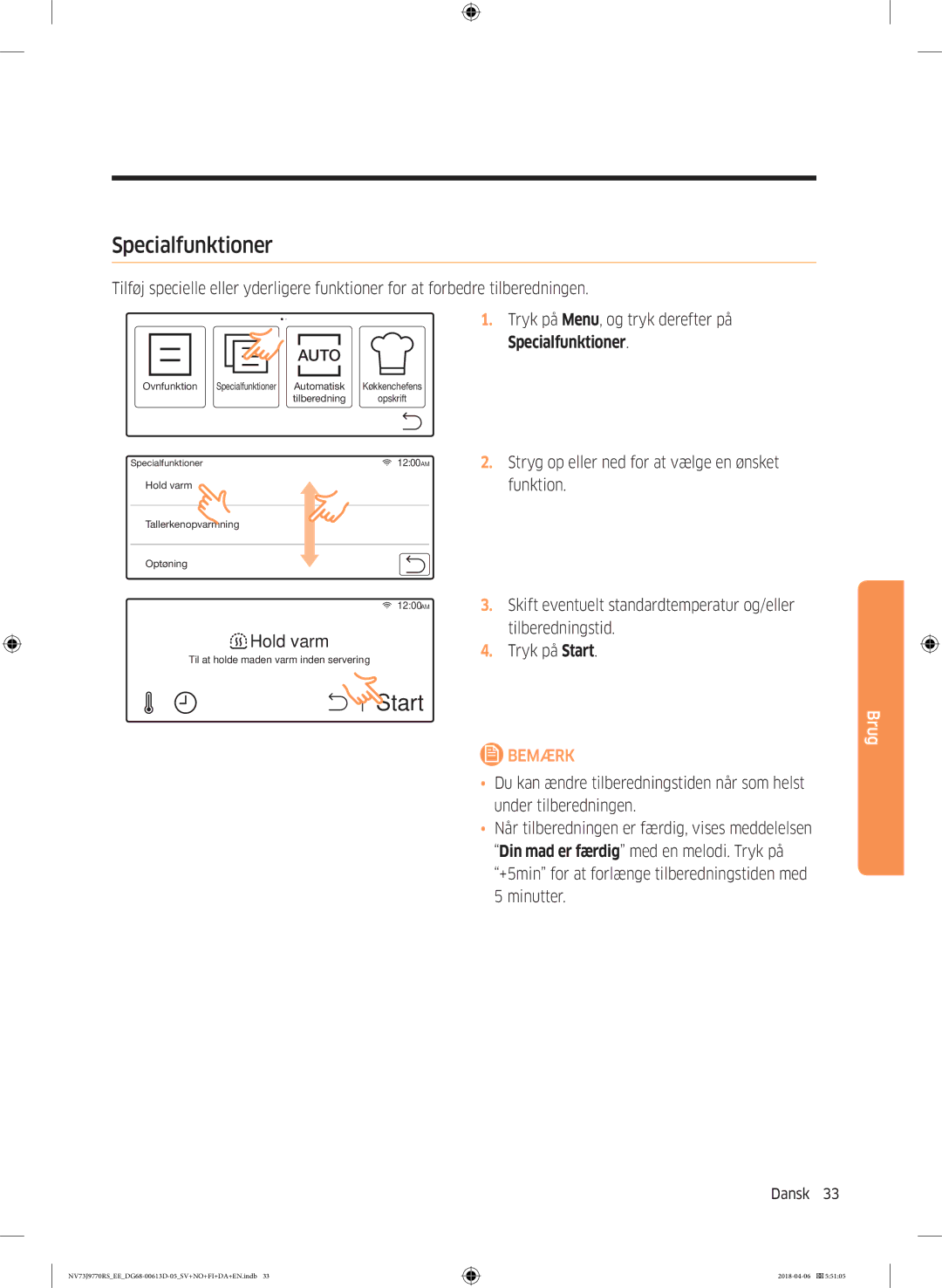 Samsung NV73J9770RS/EE manual Specialfunktioner 