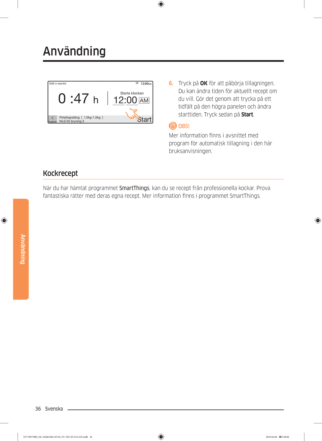 Samsung NV73J9770RS/EE manual 47 h, Kockrecept 