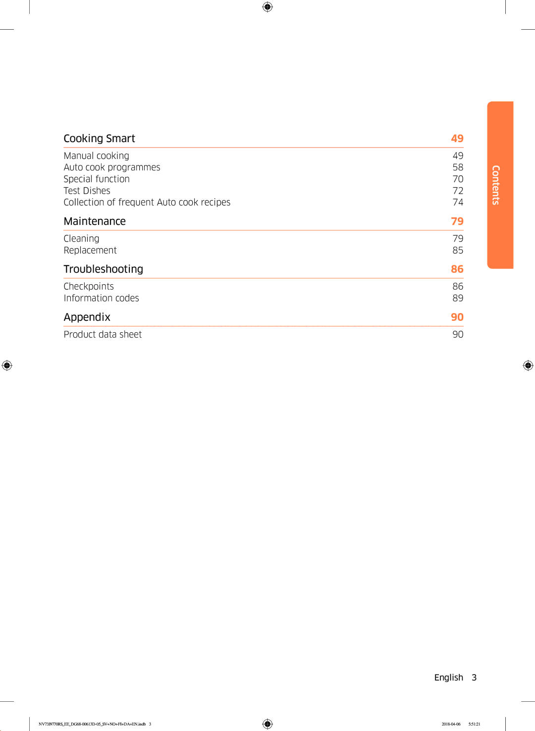 Samsung NV73J9770RS/EE manual Cleaning Replacement, Checkpoints Information codes, Product data sheet 