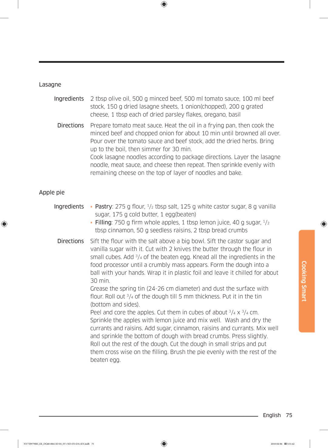 Samsung NV73J9770RS/EE manual Cooking Smart 